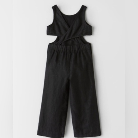 NWT Zara 7Y Linen Cutout Black Jumpsuit - Picture 2 of 3